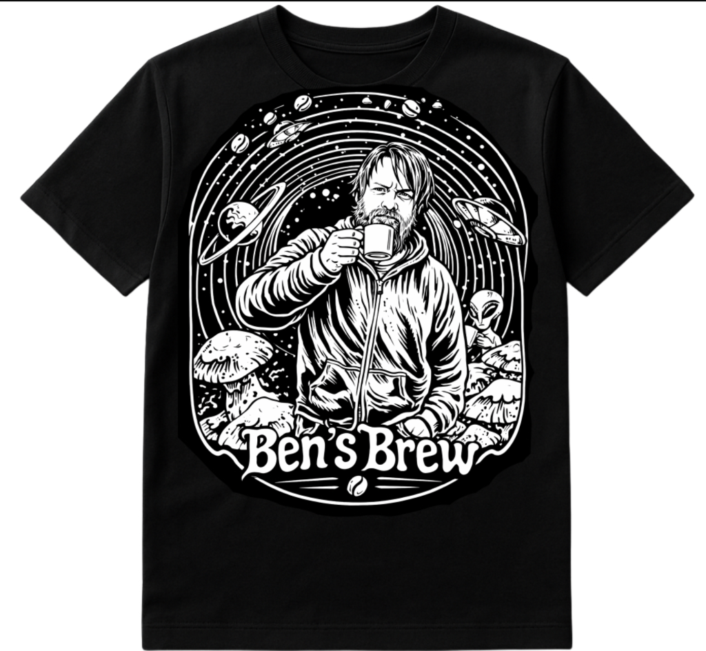 ben's brew t shirt black and white